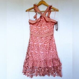 Anthropologie  Lucy Wang Dusty Rose Lace floral Dress size L